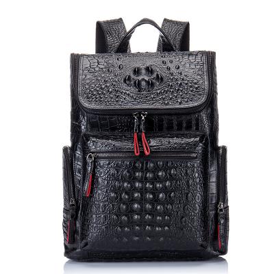 China European and American fashion large capacity anti-theft multifunctional men's backpack crocodile leather men's backpack cowhide schoolbag for sale