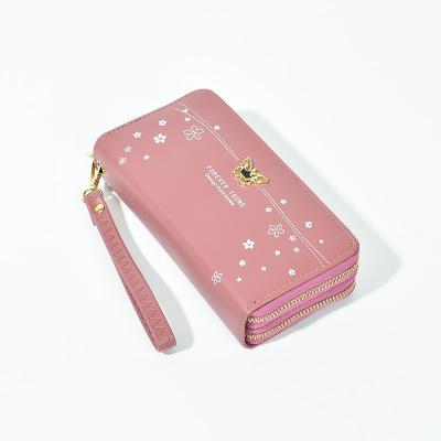 China Wholesale Large Capacity Waterproof Women's Long Wallet Wrist Bag New Handbag Printed PU Leather Mobile Phone Bag For Women for sale