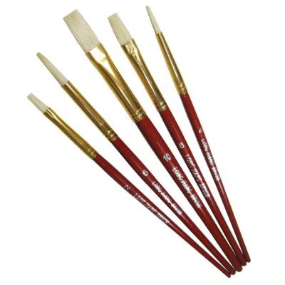 China Custom Artist Painting Brushes Set Logo Design Oil Short Wooden Handle Pig Hair Oil Painting 5PCS/Set for sale