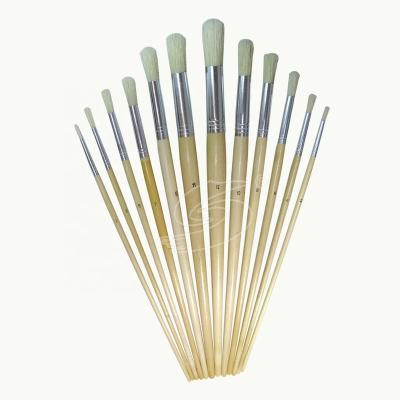 China 582 Long Oil Painting Hog Bristle Handle Art Brush For Acrylic Oil Painting Wood Brush for sale