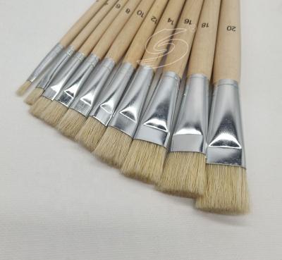 China Oil Painting Pig Bristle Brushes Art Oil Paint Brushes Pure Wooden Bristle Handle Artist Brush for sale