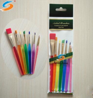 China 7pcs Oil Painting Most Popular Plastic Handle Colorful Reading Brush For Student for sale