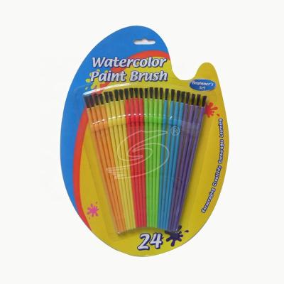 China Watercolor Paint 24 Piece Kid's Fun Plastic Paint Brushes Factory Directly Ecomony for sale