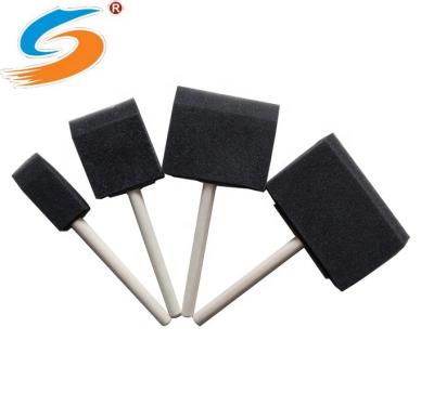 China Natural Wooden Handle Doodling Scribble Children's Sponge Black Brush Paintbrush for sale