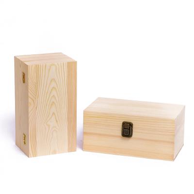 China Handmade Hot Unfinished Custom Pine Wooden Tea Vending Box Wooden Packaging Storage Box Gift for sale