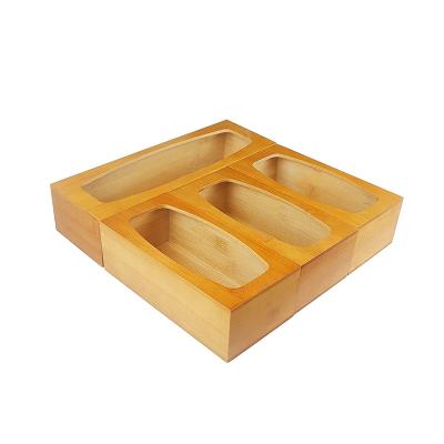 China Handmade For Kitchen Drawer Sandwich Quart Gallon Snack Bag 4 Pieces Set Bamboo Organizer Kitchen Wooden Ziplock Bag Storage Dispenser for sale