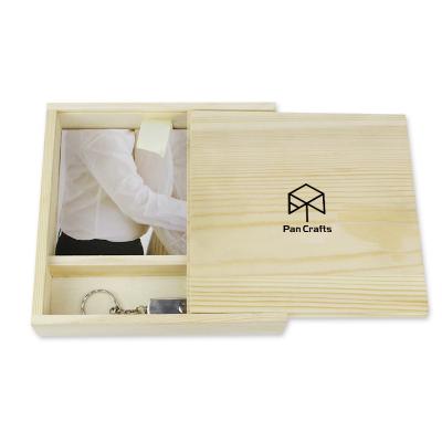 China Beautiful handmade unfinished custom logo wooden gift box photo album usb box for sale