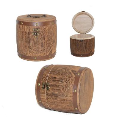 China Modern Antique Luxury Wood Barrel Wholesale Style Coffee Storage Handmade Wooden Barrel for sale