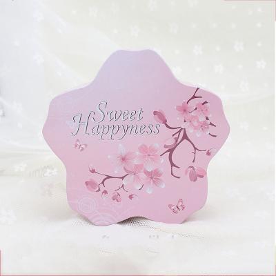 China Recycled Materials Cherry Blossoms Wedding Souvenir Candy Chocolate Box Party Gift Storage Iron Packaging Box for sale