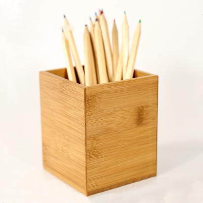 China Modern Color Unfinished Desktop Natural Varnish Style Bamboo Pen Holder for sale