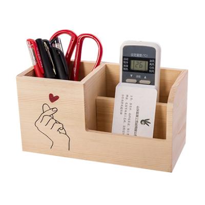 China Vintage Style Wooden Pan High Quality Stationery Storage Brush Jar Personalized Pen Holder for sale