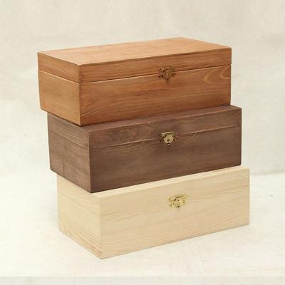 China Recycled Materials Pine Wood Gift Packaging Box Custom Logo Unfinished Wooden Box Wholesale for sale