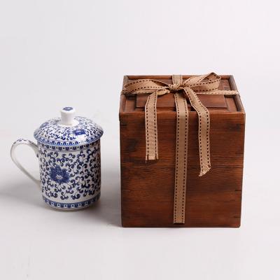 China Recycled Wood Color Materials Water Tea Cups Classic Christmas Gift Slide Packing Storage Box for sale