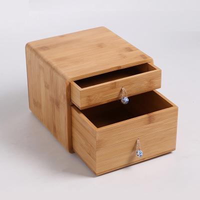 China Recycled Materials Two Layers Magnetic Bamboo Jewelry Packaging Wooden Necklace Drawer Storage Box for sale