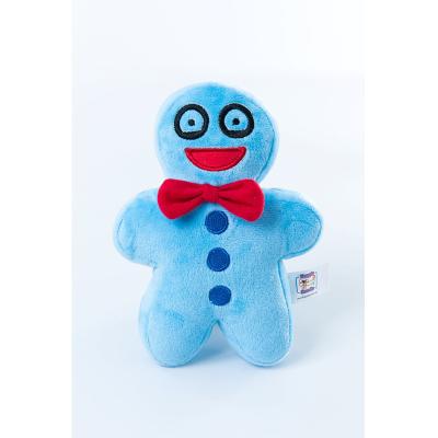 China Good Quality Stocked Fast Shipping Plush With Polyester Fiber Machine Embroidery Gingerbread Friends Guy Blue Pet Toys Tired for sale