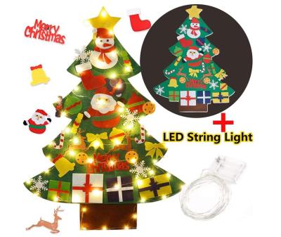 China Eco-Friendly Recycle Christmas Tree Diy Christmas Door Home Wall Decoration Christmas Tree Funny Kids Gifts With Light for sale