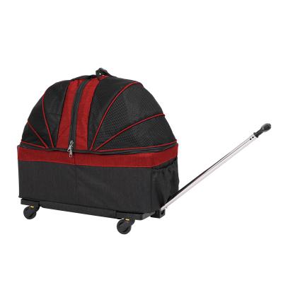 China Foldable Multi Functional Small Animals Pet Case With Wheel Pet Trolley Crate For Dogs And Cats Portable Dog Trolley Bag for sale