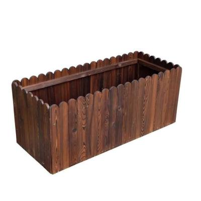 China Modern Best Planter Box Outdoor Wood Seat Terrace Carbonized Solid Wood Gardening Flower Box for sale