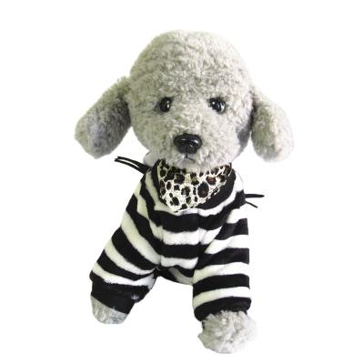 China Sustainable Coral Stripe Fleece Material Pet Clothes In Winter for sale