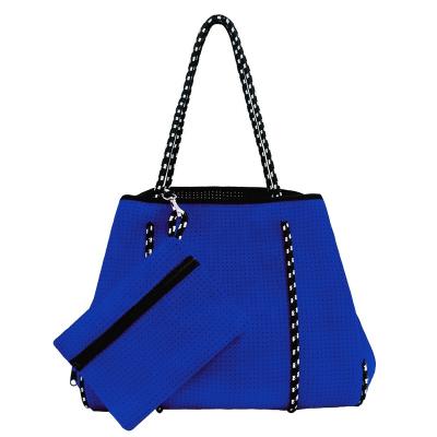 China Fashion Custom Perforated Summer Neoprene Waterproof Beach Tote Bag Women Beach Handbag Universal Gym Bag for sale