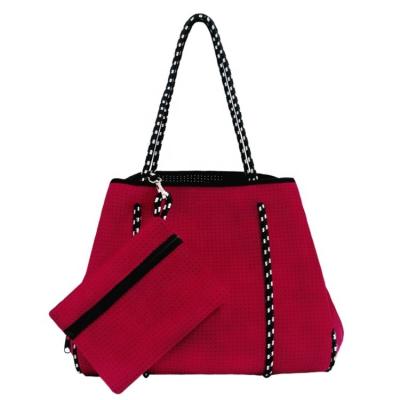 China Handled Wholesale Cheap Price Neoprene Shopping Handbags Perforated Neoprene Beach Bag for sale