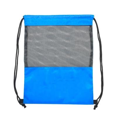 China Custom Fashion 420D Polyester Large 50CM Shopping Bag Drawstring Backpack Mesh Sports Bag for sale