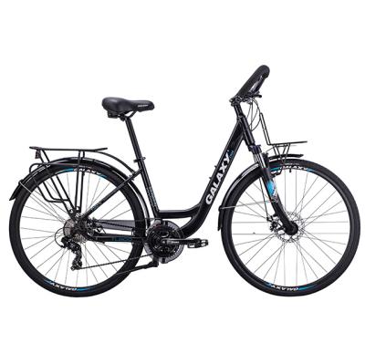 China Aluminum Alloy 17 Inch Travel Bike 24 Speed ​​Aluminum Alloy Black Color Urban View For Teenager for sale