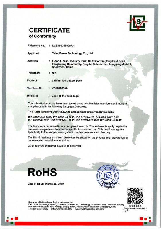 RoHS - Shenzhen Yabopower Technology Co., Ltd.