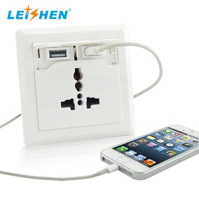 China New Design Child Safety Protection 86*86mm Convenient Universal Style 13A Multi Wall Socket With Faster Dual USB Charger Ports for sale