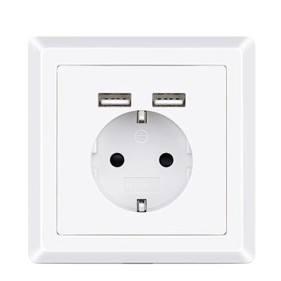 China Residential/Multi-Purpose EU Power Outlet Germany standard electrical wall socket with 2.8A 2 USB schuko steckdosen wall socket for sale