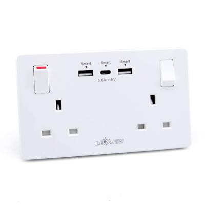 China Residential/General Purpose Dual Band UK Standard 2 Usb Wall Socket With Usb Outlet Usb Socket Switches Electrical for sale