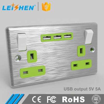 China Wall Socket Power Charger Usb 3amp Universal Outlet Wall Socket Universal Residential/Multi-Purpose Socket Outlet for sale