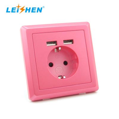 China LEISHEN 2 USB DC2.4A EU Plug Power Wall Charger Socket 220V Residential/General Purpose Special AC With TUV-Mark CE ROHS Approvals for sale