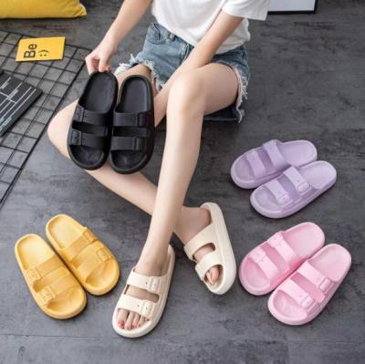 China EVA Two Straps Style Wholesale Recyclable Loose Beach Sandal Injection Recyclable Women's Soft Main Slippers for sale