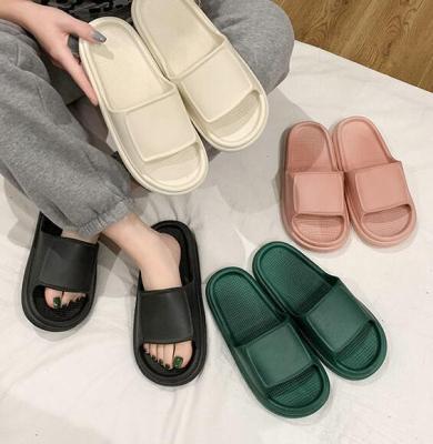 China NEW Women's Round Thick Platform Slippers Summer Fashion EVA Soft Sole Beach Slide Sandals Couple Indoor Bathroom Home Anti-skid Shoes for sale