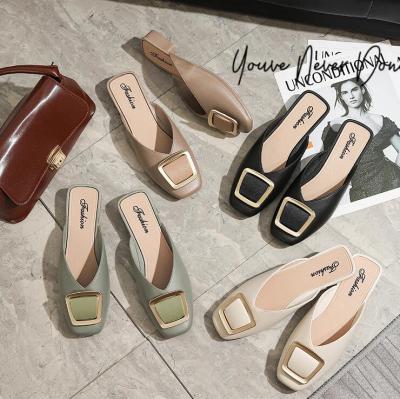 China Fashion Round Round Style Ladies Casual Half Flat Half Slips Shoes Daily Life Fashion Outdoor Girls Baotou Shoes For Women Mules for sale