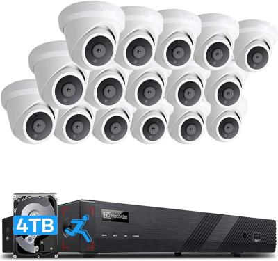 China CCTV Security 4K 16CH POE KIT 4K 16CH NVR with 16pcs POE Turret IP Camera Built in Audio Plug&play up to 10TB for each HDD for sale