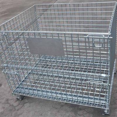 China Stackable Gas Storage Metal Wire Mesh Container Box Bin Roller Pallet Cages Steel With Wheels Vending Rolling Trolley Cart Cage for sale