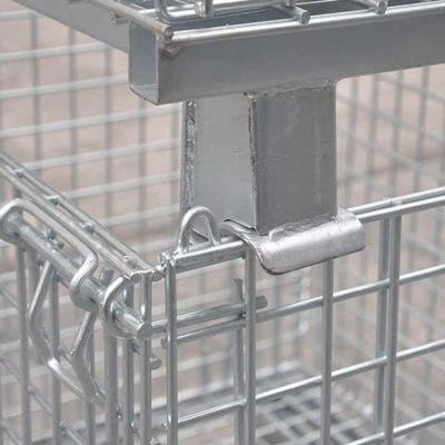 China Storage Warehouse Metal Mesh Cages Foldable Cage Pallet Heavy Duty Stackable Steel Wire Box Rigid Container for sale