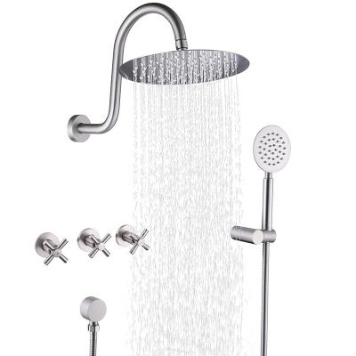 China Without Slide Bar Hot Sales Brushed Nickel Mixer Taps  3 Handle Rain Shower Head Bathtub Shower Hose Faucet for sale