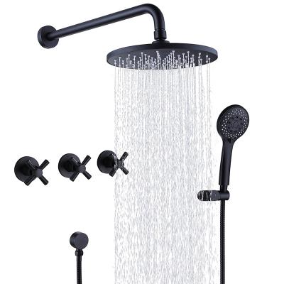 China Without Slide Bar Bathroom Accessories Wall Mounted Rain Concealed Bath Plastic ABS Shower Faucet With Handheld Shower Head for sale