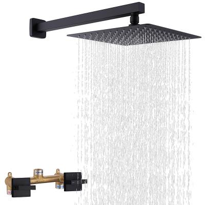 China Without Slide Bar Modern Design 2 Handle Wall Mounted Brass Bathroom Bathtub Mixer Faucet Shower Head for sale