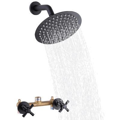 China Without Slide Bar Matte Black Bathroom Shower Faucet Set Hot And Cold Water Mixer Bath Taps Shower with Tub Spout for sale