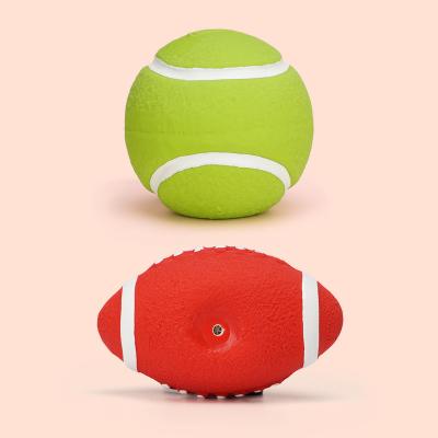 China Interactive Dogs Pet Supplies Latex Pet Bite Rugby Ball Healthy Teeth Cleaning Molar Chew Toy Dog Squeaky Toy Dog Toys for sale