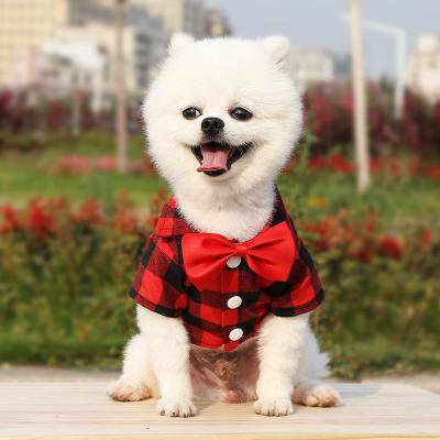 China CLASSIC Pet Clothes Cat Pet Dog Vest Teddy Bear Pomeranian Dog Costume Vest Dogs Plaid Striped Shirt Suit Wedding Dress Puppy Coat for sale