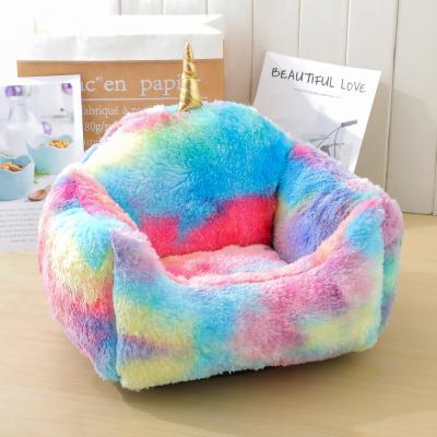 China SHURUI Pet Supplies Velvet Puppy Sofa Pet Kennel House Cat Nest Mat Cushion Pet Dog Cat Soft Stocked Bed for sale