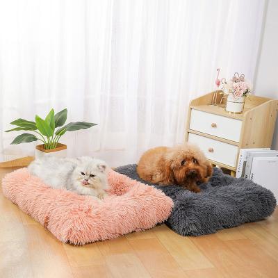 China SHURUI Stocked Dog Supplies Washable Heating Kennel Pads Sofa Blanket Soft Long Plush Cat Dog Bed Cushion Mats Pet Dog Bed for sale