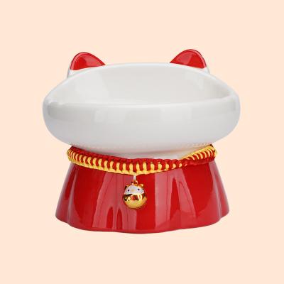 China SHURUI Stocked Cat Food Water Bowl Ceramic PET Elevated Raised Sloped Pet Feeder and Waterer Bowl Ceramic Pet Feeder Bowl for sale