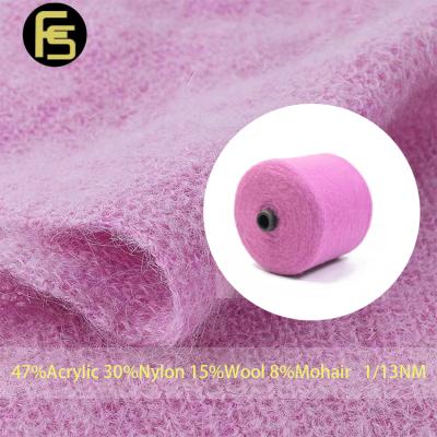 China Fancy Yarn Gold Supplier 1 Ply For Wholesale 7 Gauge Fancy Yarn Mixed Yarn 1/13 Nanometer Yarn Sweater 47%Acrylic 30%Nylon 15%Wool 8%Mohair for sale