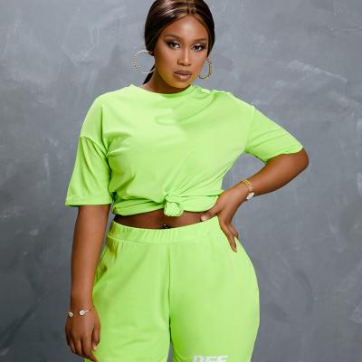 China Anti-Wrinkle 5XL 2021 New Arrivals Summer Ladies Shorts Plus Size Women Wear Short Two Piece Set Clothing Trunks Set With Hollow for sale